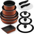 Iris Ohyama - Diamond Coated IH Corresponding Cookware Set｜Removable Handle｜Saucepan and Wok｜13 Pieces