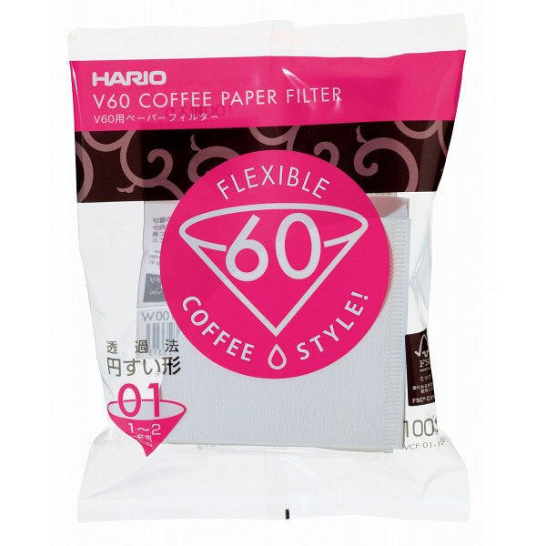 Hario - V60 漂白咖啡濾紙 1-2杯份量 VCF-01W丨100張 - SHOPTAKE 生活雜貨