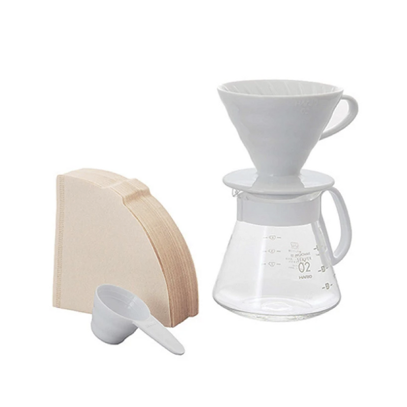 Hario - V60 02 陶瓷濾杯 咖啡壺組套裝 Ceramic Dripper Set (1-4杯) XVDD-3012W - SHOPTAKE 生活雜貨