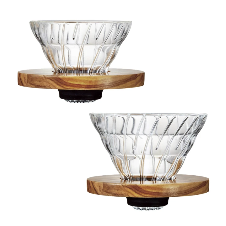 Hario - V60 橄欖木 耐熱玻璃咖啡濾杯 Olive Wood Glass Dripper VDG-01-OV / VDG-02-OV - SHOPTAKE 生活雜貨