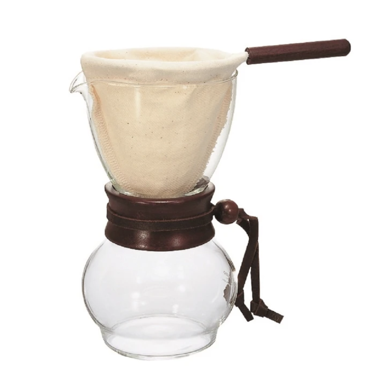 Hario - 法蘭絨濾布 玻璃手沖咖啡壺組 Wood Neck Drip Pot (1-2杯) DPW-1 - SHOPTAKE 生活雜貨
