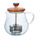 Hario - 橄欖木濾壓玻璃茶壺｜Pull-up Tea Maker｜TEO-45-OV/TEO-70-OV - SHOPTAKE 生活雜貨