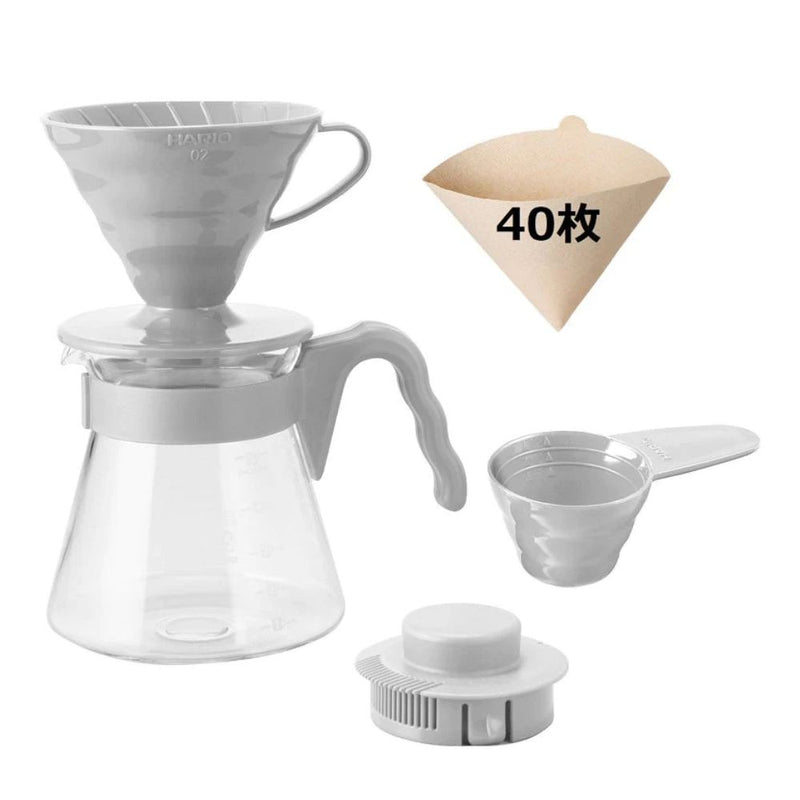 Hario - V60 Drip Coffee Maker Set with 40 Filters 700ml Coffee Server 02 Set VCSD-02